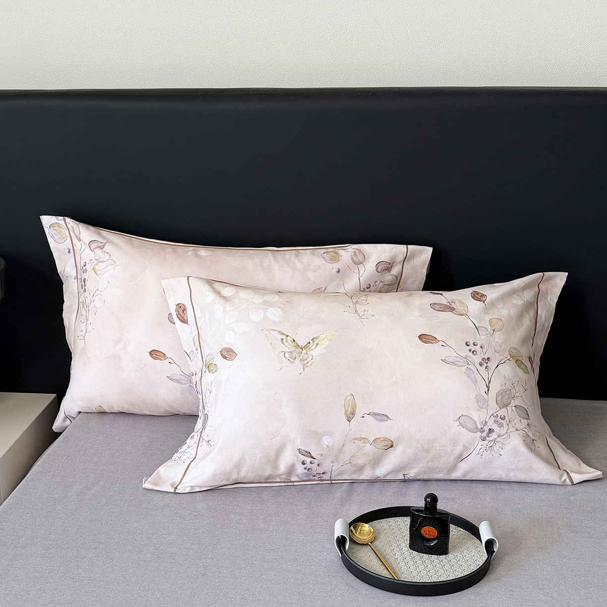 91家纺网 家纺一手货源 找家纺 清雅福2025新款A类全棉磨毛数码印花四件套 叶漫·粉