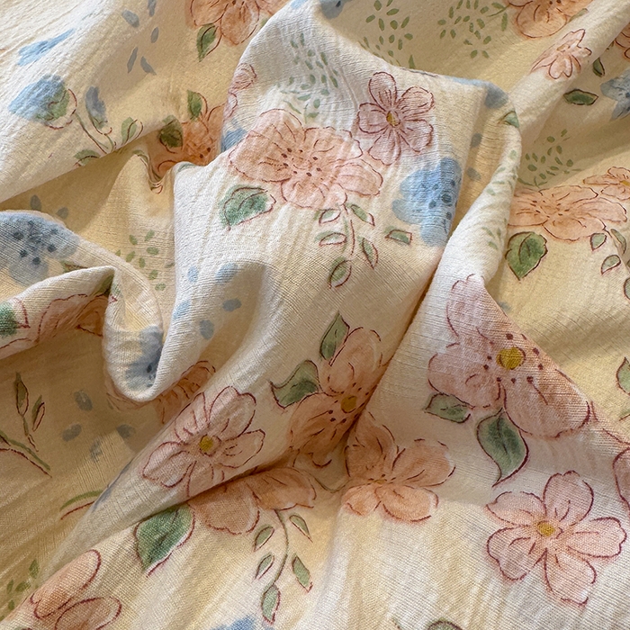 91家纺网 家纺一手货源 找家纺 颜选 2025春夏新款双层纱印花四件套 秋叶