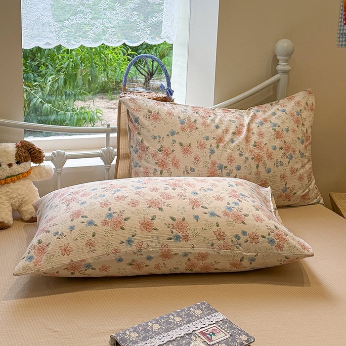 91家纺网 家纺一手货源 找家纺 颜选 2025春夏新款双层纱印花四件套 秋叶