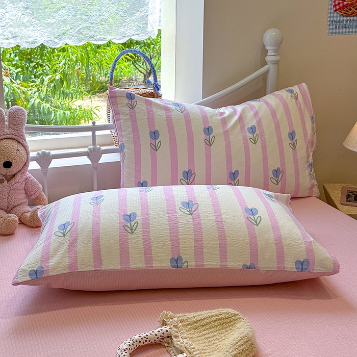 91家纺网 家纺一手货源 找家纺 颜选 2025春夏新款双层纱印花四件套 柔蔓幻蓝