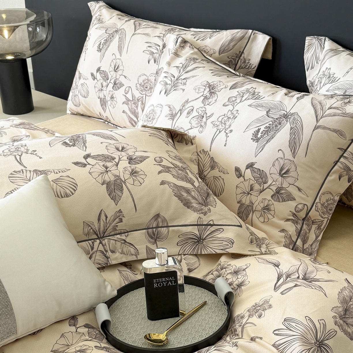 91家纺网 家纺一手货源 找家纺 清雅福2025新款A类全棉磨毛数码印花四件套 叶舒