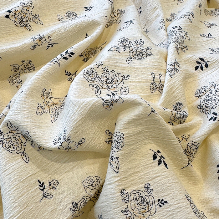 91家纺网 家纺一手货源 找家纺 颜选 2025春夏新款双层纱印花四件套 素笺花语