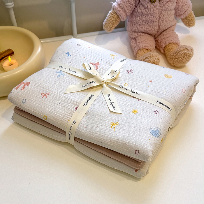 91家纺网 家纺一手货源 找家纺 颜选 2025春夏新款双层纱印花四件套 星月