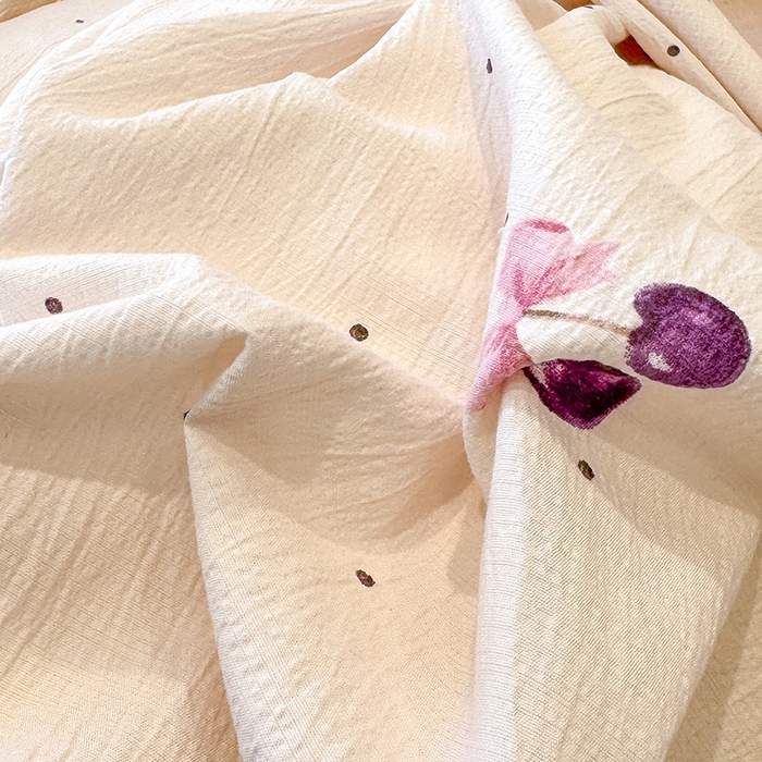 91家纺网 家纺一手货源 找家纺 颜选 2025春夏新款双层纱印花四件套 樱桃