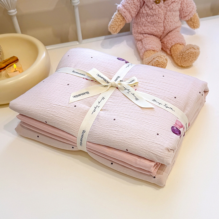 91家纺网 家纺一手货源 找家纺 颜选 2025春夏新款双层纱印花四件套 樱桃