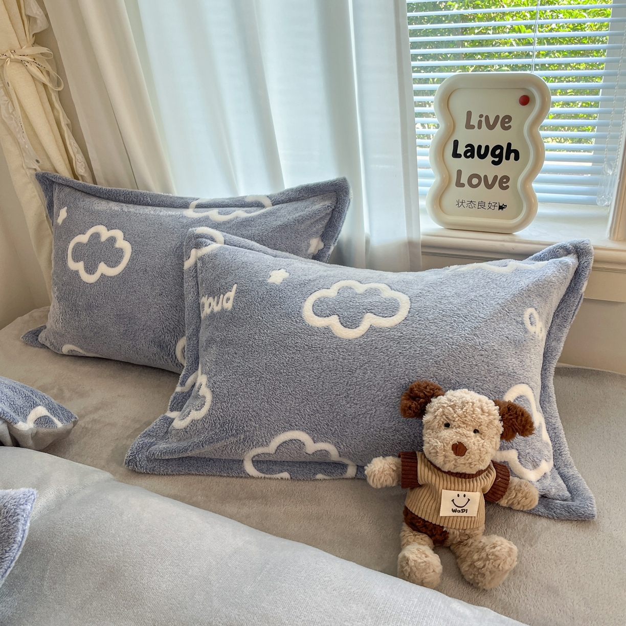 91家纺网 家纺一手货源 找家纺 川悦生活 2025新款立体雪花绒印花大床四件套系列一场景二 奶味云朵