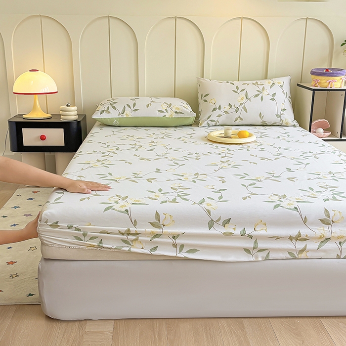 91家纺网 家纺一手货源 找家纺 2025新款全棉纯棉印花单床笠 床笠单件 白藤