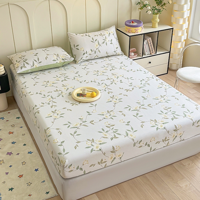 91家纺网 家纺一手货源 找家纺 2025新款全棉纯棉印花单床笠 床笠单件 白藤