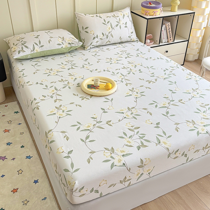 91家纺网 家纺一手货源 找家纺 2025新款全棉纯棉印花单床笠 床笠单件 白藤