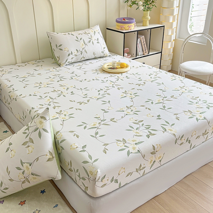 91家纺网 家纺一手货源 找家纺 2025新款全棉纯棉印花单床笠 床笠单件 白藤