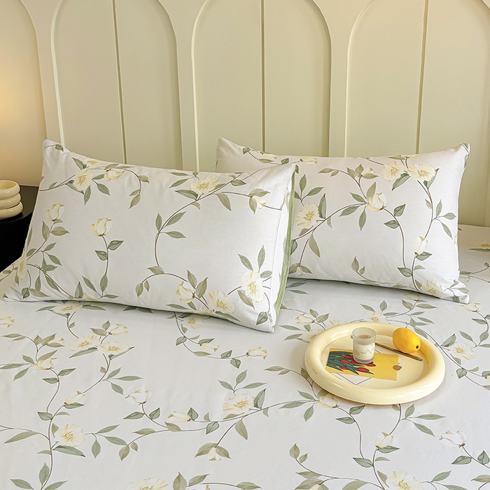 91家纺网 家纺一手货源 找家纺 2025新款全棉纯棉印花单床笠 床笠单件 白藤