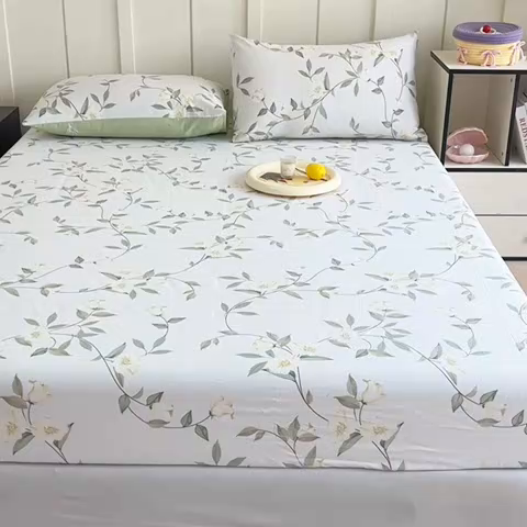 91家纺网 家纺一手货源 找家纺 2025新款全棉纯棉印花单床笠 床笠单件 白藤