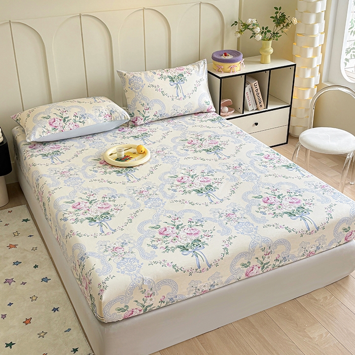 91家纺网 家纺一手货源 找家纺 2025新款全棉纯棉印花单床笠 床笠单件 琉璃如梦