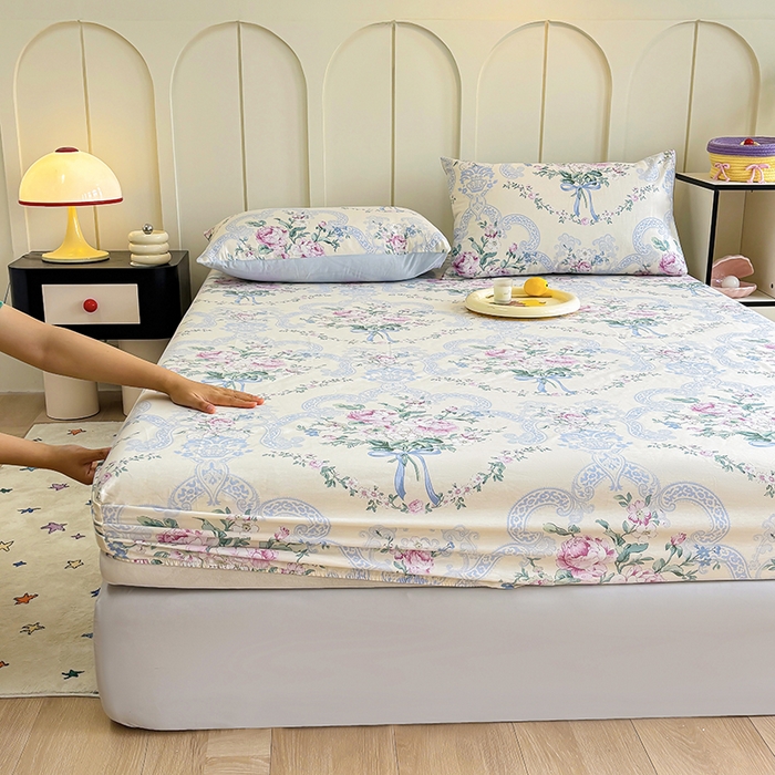 91家纺网 家纺一手货源 找家纺 2025新款全棉纯棉印花单床笠 床笠单件 琉璃如梦