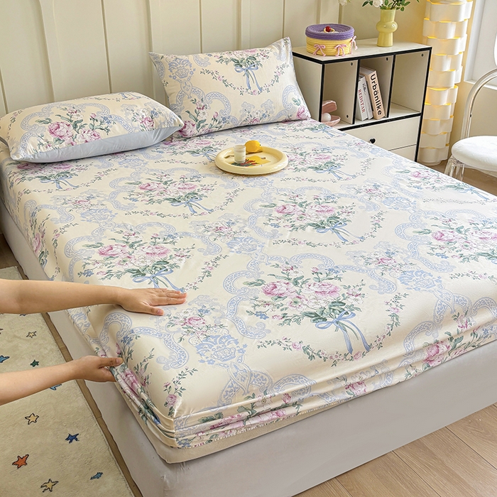 91家纺网 家纺一手货源 找家纺 2025新款全棉纯棉印花单床笠 床笠单件 琉璃如梦