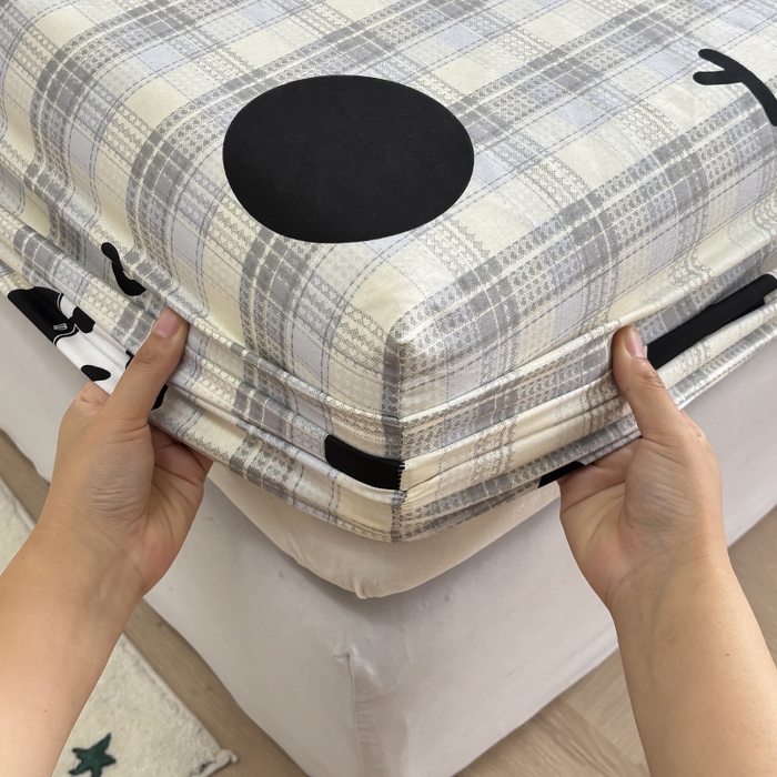 91家纺网 家纺一手货源 找家纺 2025新款全棉纯棉印花单床笠 床笠单件 琉璃熊猫