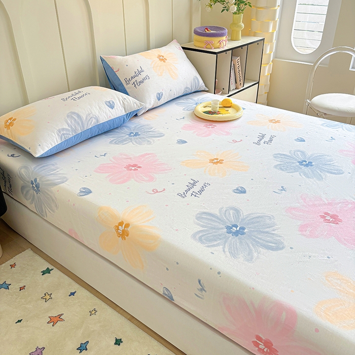 91家纺网 家纺一手货源 找家纺 2025新款全棉纯棉印花单床笠 床笠单件 慕夏