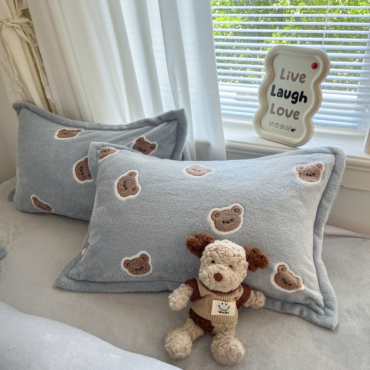 91家纺网 家纺一手货源 找家纺 川悦生活 2025新款立体雪花绒印花大床四件套系列一场景二 波波熊