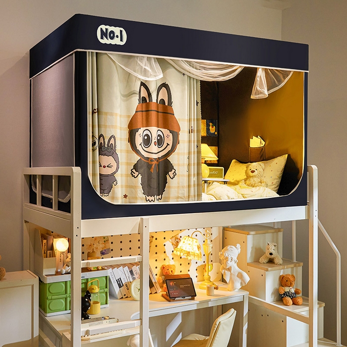 91家纺网 家纺一手货源 找家纺 （总）富莱星蚊帐 2025新款无涂层温和植绒强遮光学生蚊帐-浅语