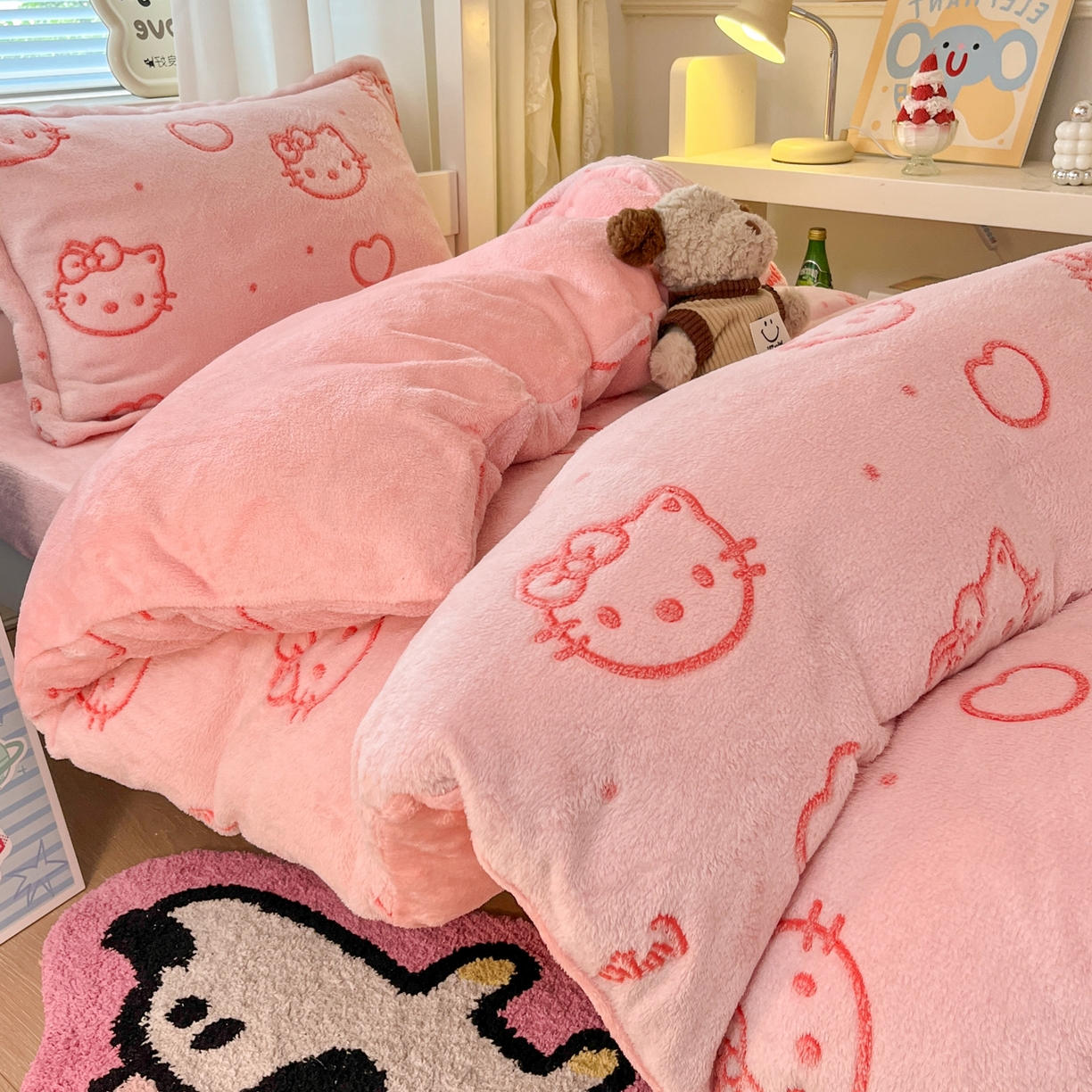 91家纺网 家纺一手货源 找家纺 （总）川悦生活 2025新款立体雪花绒印花四件套学生床系列二场景二