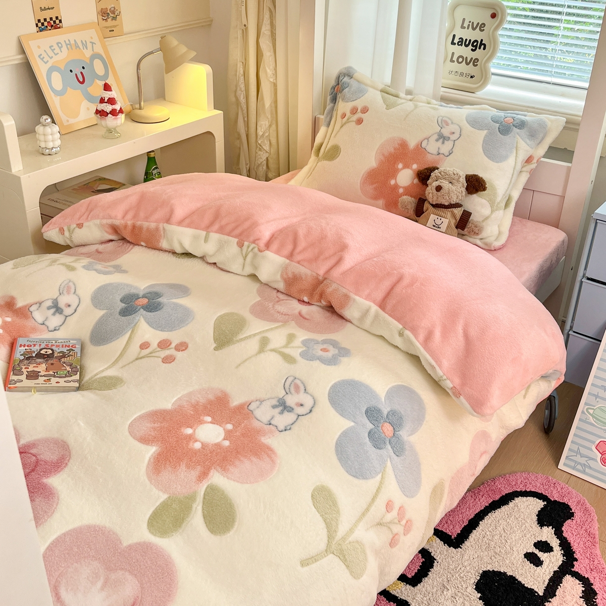 91家纺网 家纺一手货源 找家纺 （总）川悦生活 2025新款立体雪花绒印花四件套学生床系列二场景二