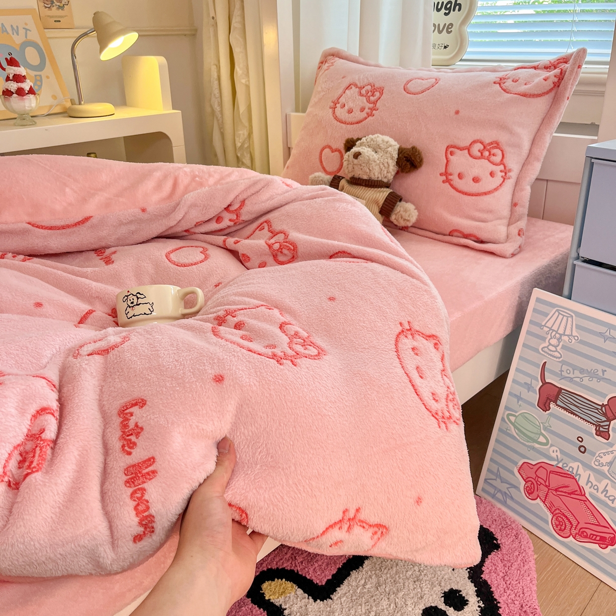 91家纺网 家纺一手货源 找家纺 （总）川悦生活 2025新款立体雪花绒印花四件套学生床系列二场景二