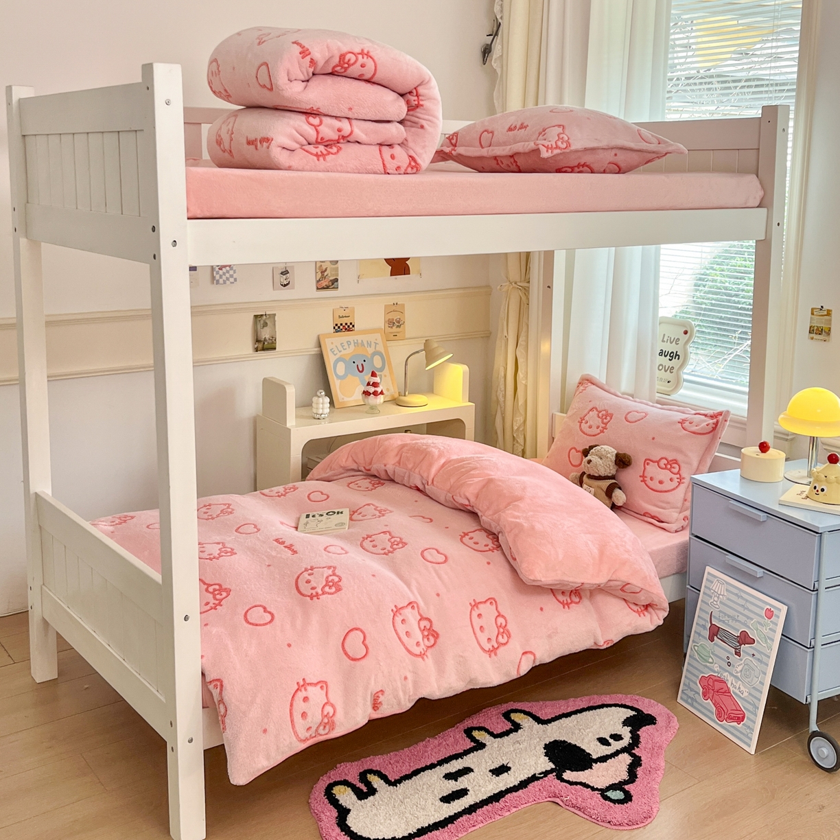 91家纺网 家纺一手货源 找家纺 （总）川悦生活 2025新款立体雪花绒印花四件套学生床系列二场景二