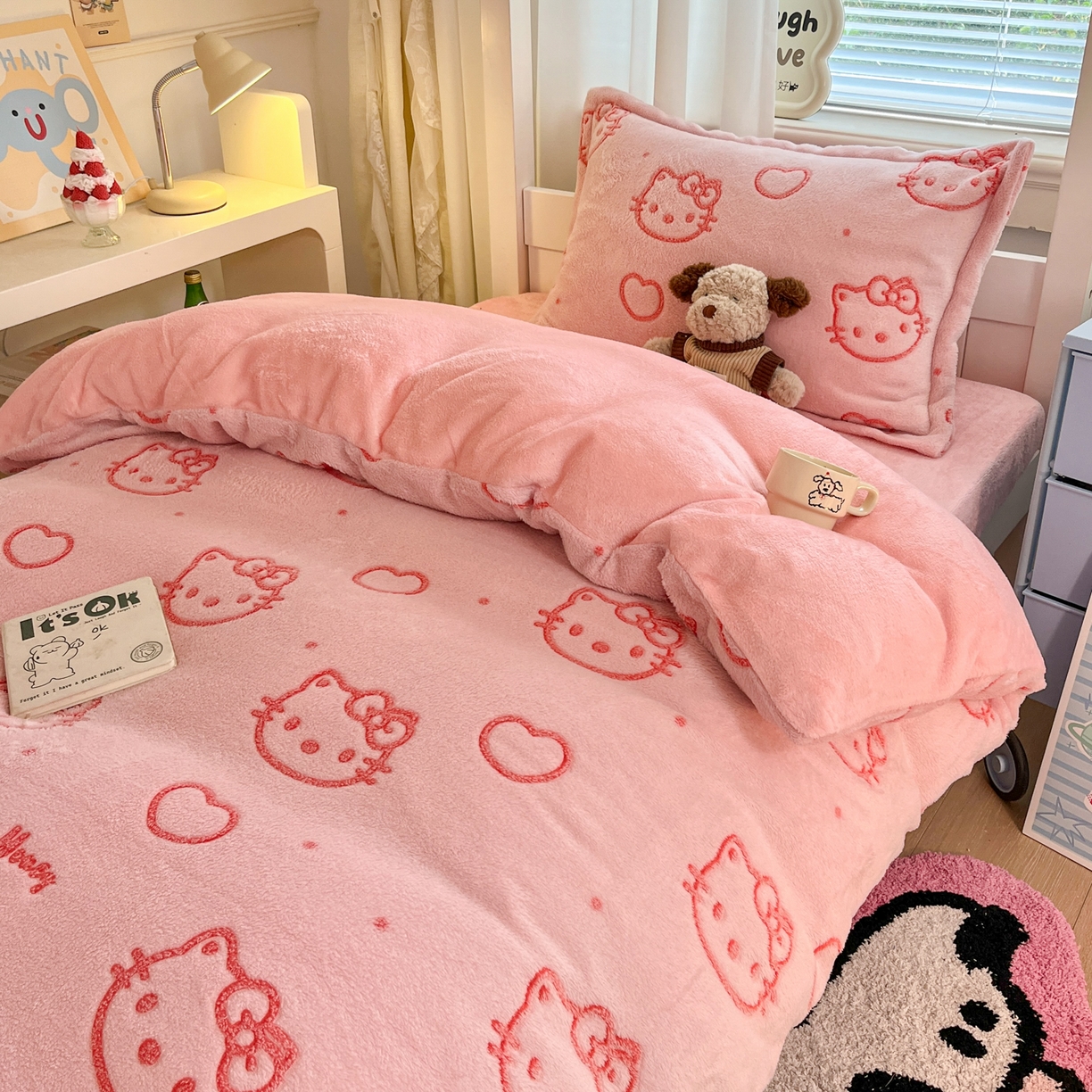 91家纺网 家纺一手货源 找家纺 （总）川悦生活 2025新款立体雪花绒印花四件套学生床系列二场景二