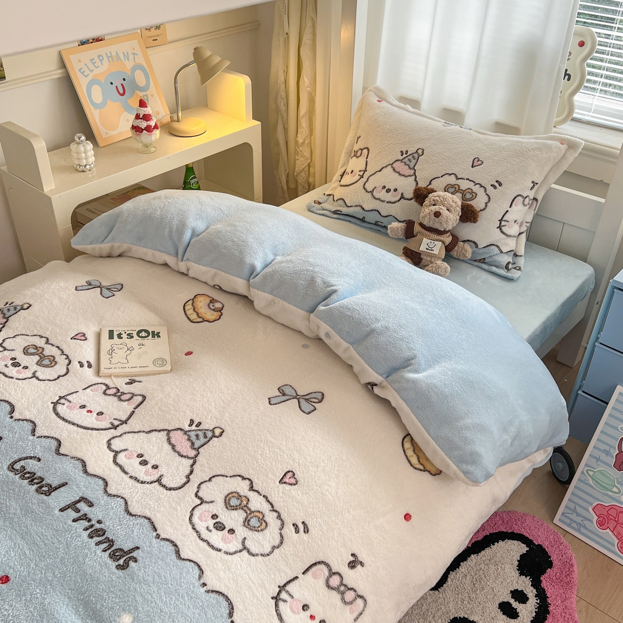 川悦生活 2025新款立体雪花绒印花四件套学生床系列二场景二 快乐派对