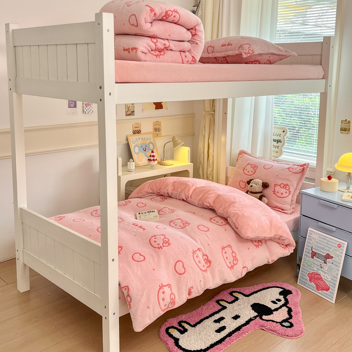 91家纺网 家纺一手货源 找家纺 （总）川悦生活 2025新款立体雪花绒印花四件套学生床系列二场景二