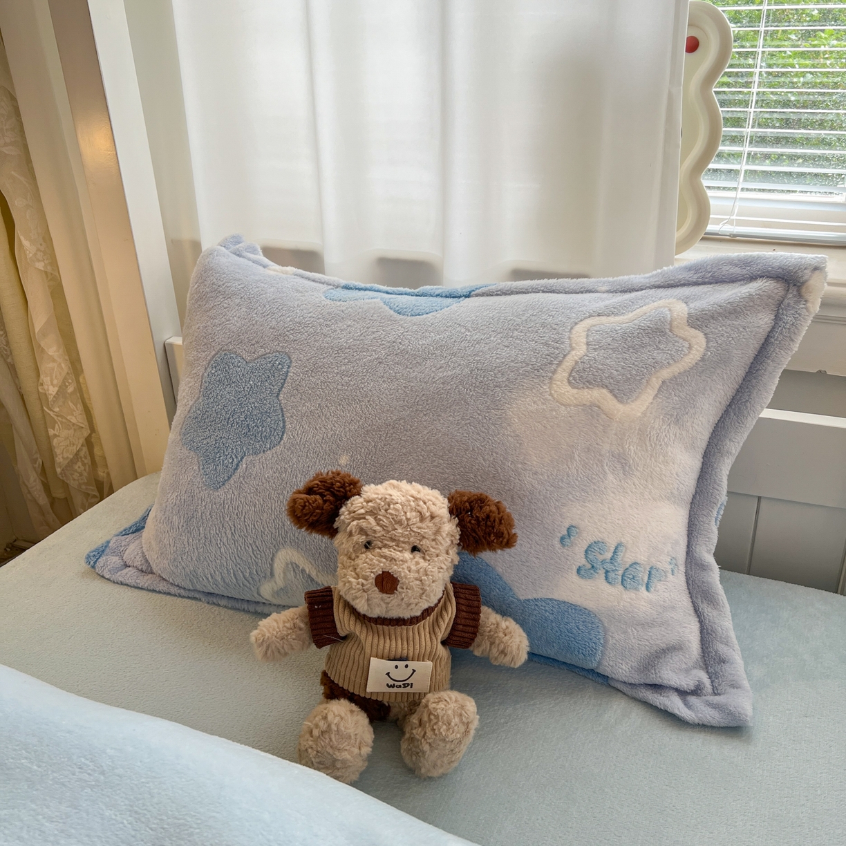 91家纺网 家纺一手货源 找家纺 川悦生活 2025新款立体雪花绒印花四件套学生床系列二场景二 叮咚星星