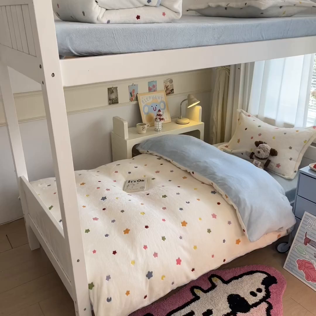 91家纺网 家纺一手货源 找家纺 川悦生活 2025新款立体雪花绒印花四件套学生床系列二场景二 少女心语