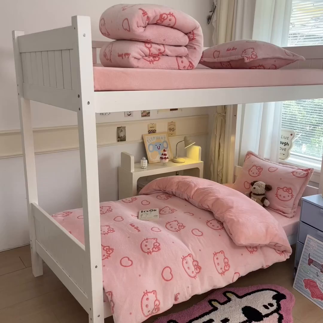 91家纺网 家纺一手货源 找家纺 （总）川悦生活 2025新款立体雪花绒印花四件套学生床系列二场景二