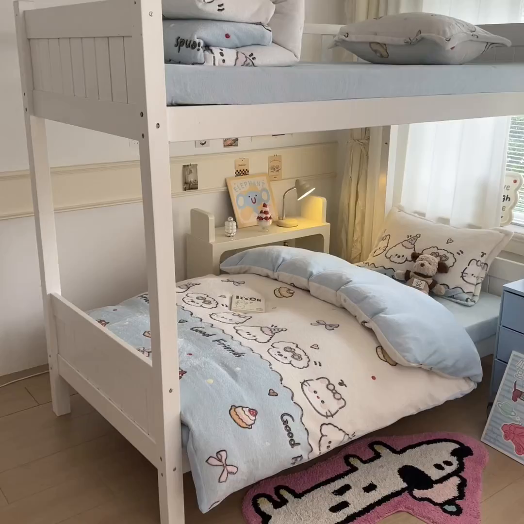 91家纺网 家纺一手货源 找家纺 川悦生活 2025新款立体雪花绒印花四件套学生床系列二场景二 快乐派对