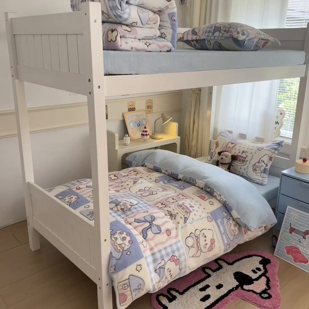 91家纺网 家纺一手货源 找家纺 川悦生活 2025新款立体雪花绒印花四件套学生床系列二场景二 小喵甜心