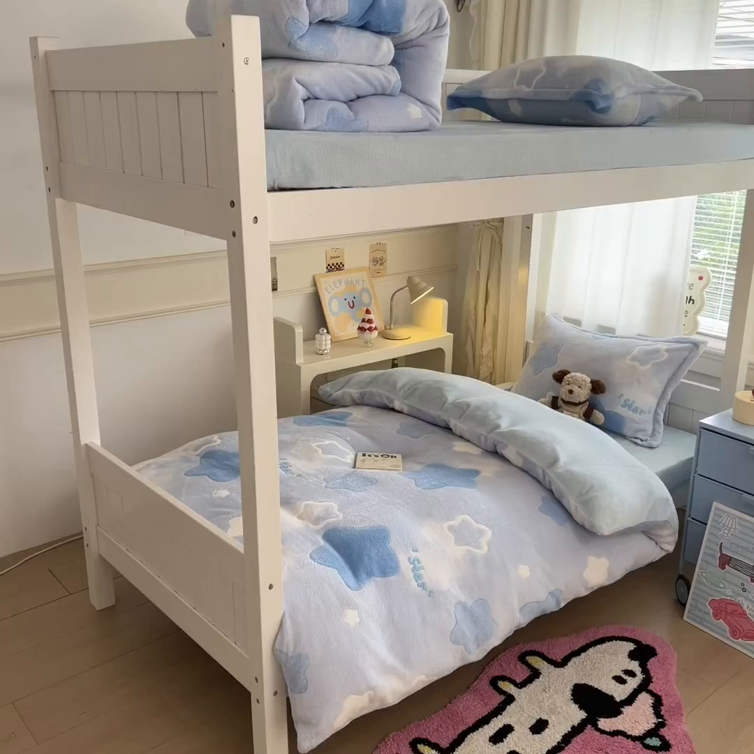 91家纺网 家纺一手货源 找家纺 川悦生活 2025新款立体雪花绒印花四件套学生床系列二场景二 叮咚星星