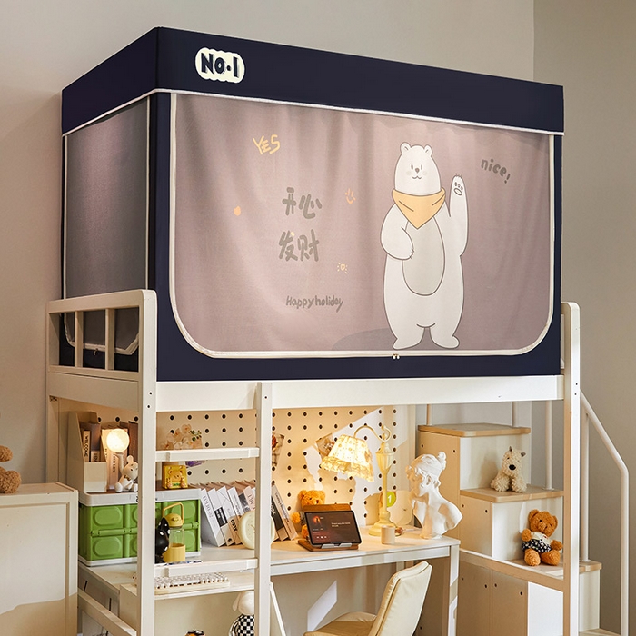 91家纺网 家纺一手货源 找家纺 富莱星蚊帐 2025新款强遮光卡通学生蚊帐 北极熊