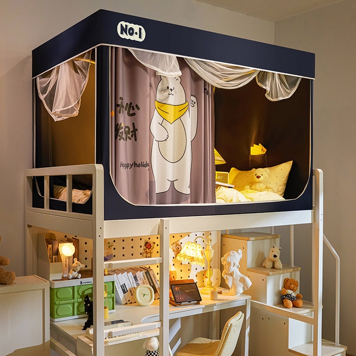 91家纺网 家纺一手货源 找家纺 富莱星蚊帐 2025新款强遮光卡通学生蚊帐 北极熊