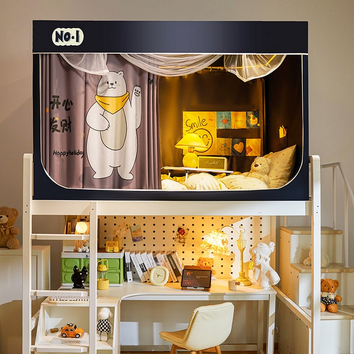 91家纺网 家纺一手货源 找家纺 富莱星蚊帐 2025新款强遮光卡通学生蚊帐 北极熊