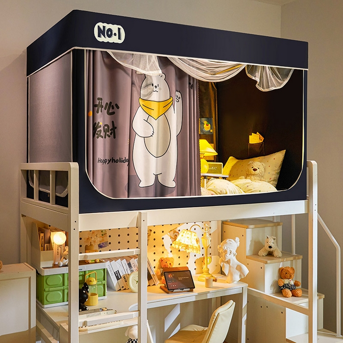 91家纺网 家纺一手货源 找家纺 富莱星蚊帐 2025新款强遮光卡通学生蚊帐 北极熊