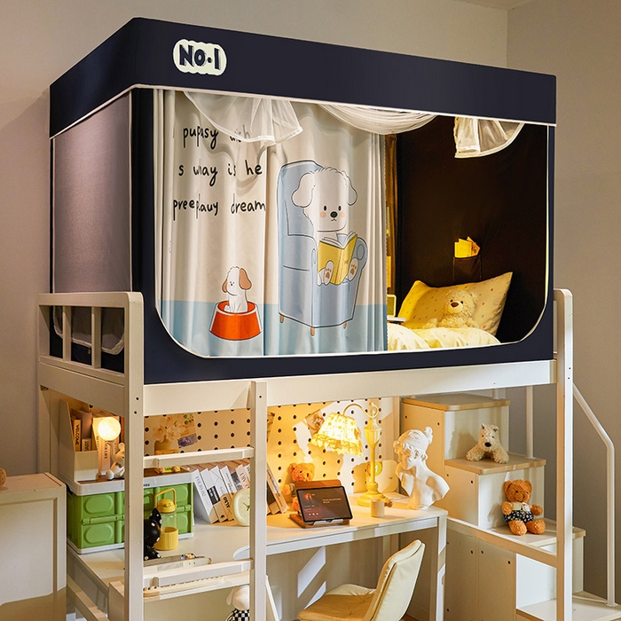 91家纺网 家纺一手货源 找家纺 富莱星蚊帐 2025新款强遮光卡通学生蚊帐 读书狗