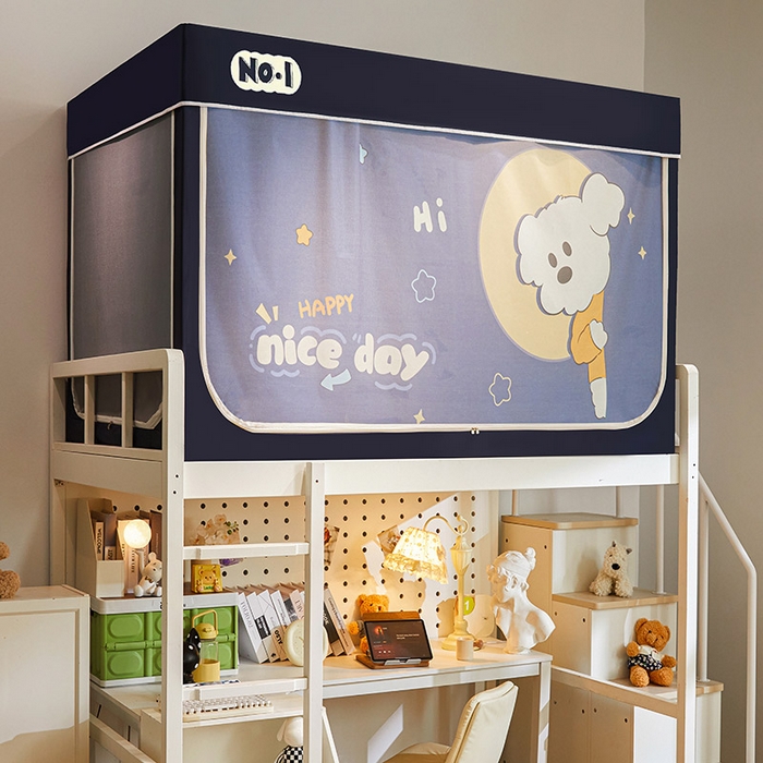 91家纺网 家纺一手货源 找家纺 富莱星蚊帐 2025新款强遮光卡通学生蚊帐 月亮狗