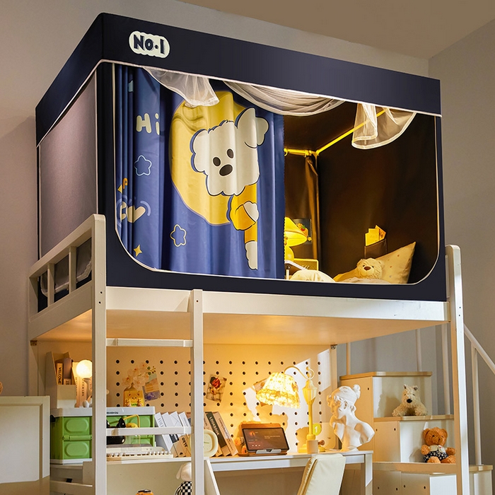 91家纺网 家纺一手货源 找家纺 富莱星蚊帐 2025新款强遮光卡通学生蚊帐 月亮狗