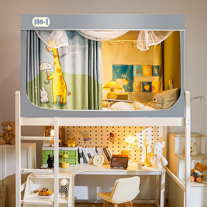 91家纺网 家纺一手货源 找家纺 富莱星蚊帐 2025新款强遮光卡通学生蚊帐 长颈鹿