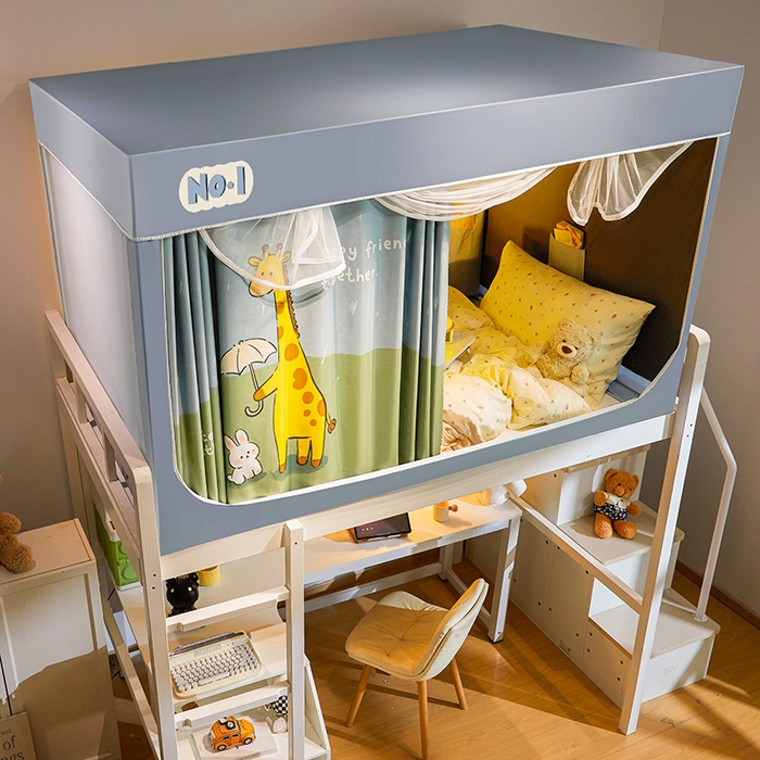 91家纺网 家纺一手货源 找家纺 富莱星蚊帐 2025新款强遮光卡通学生蚊帐 长颈鹿