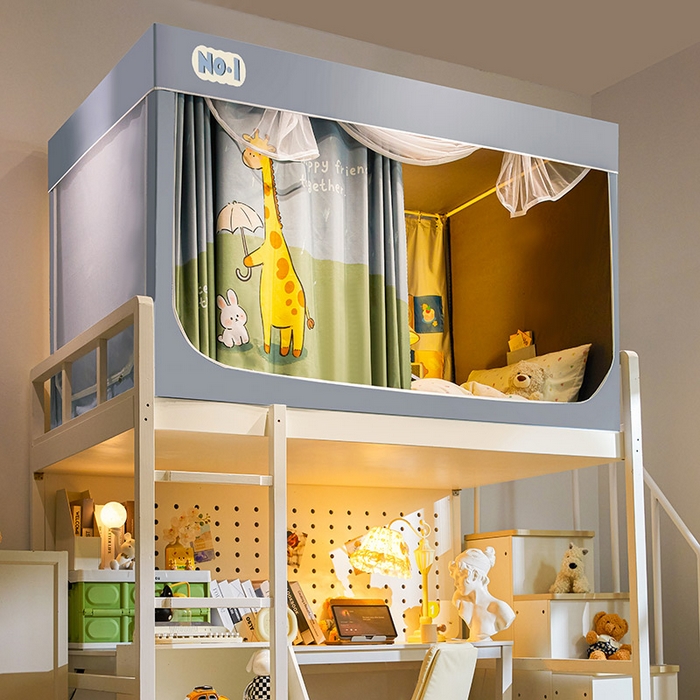 91家纺网 家纺一手货源 找家纺 富莱星蚊帐 2025新款强遮光卡通学生蚊帐 长颈鹿