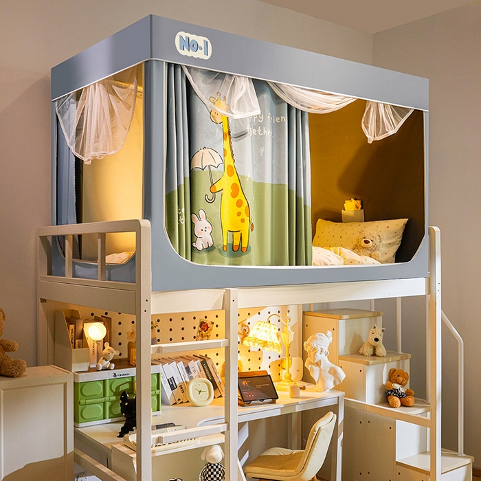 91家纺网 家纺一手货源 找家纺 富莱星蚊帐 2025新款强遮光卡通学生蚊帐 长颈鹿