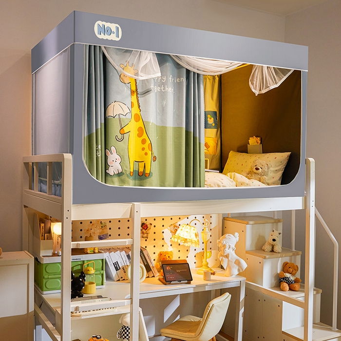 91家纺网 家纺一手货源 找家纺 富莱星蚊帐 2025新款强遮光卡通学生蚊帐 长颈鹿