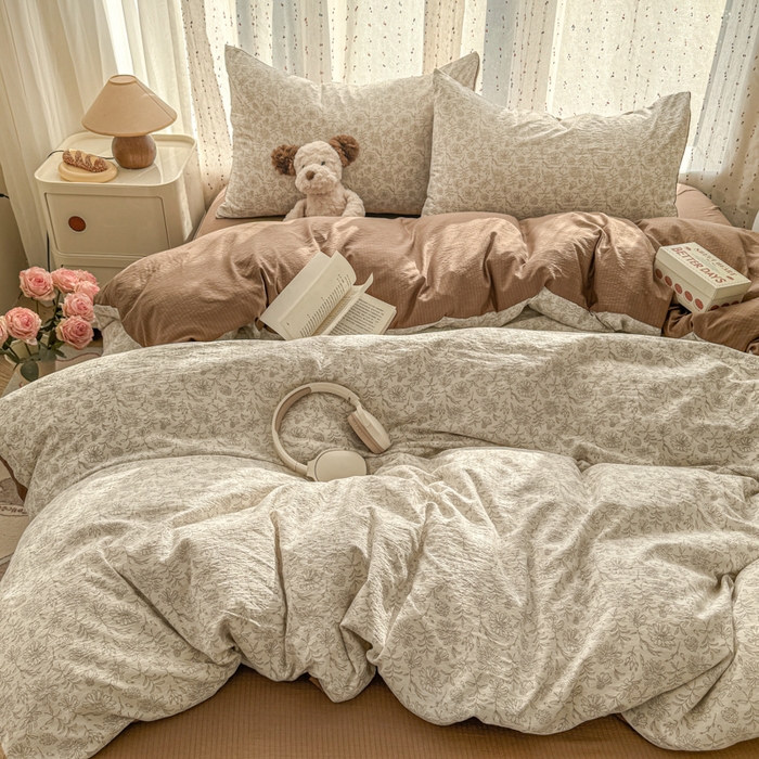 91家纺网 家纺一手货源 找家纺 艾特你 2025新款云感双层纱卡通萌趣四件套 遇见-长青藤