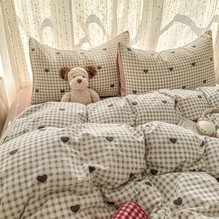 91家纺网 家纺一手货源 找家纺 艾特你 2025新款云感双层纱卡通萌趣四件套 遇见-心格